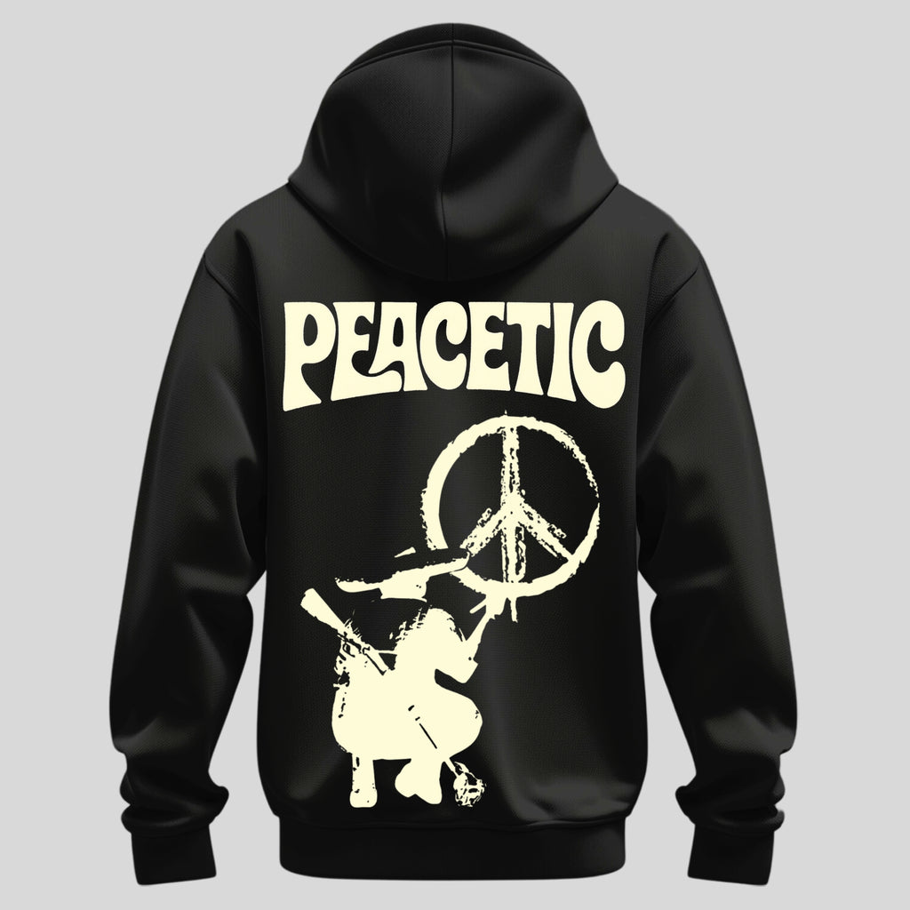 Black Peacetic Bear Peace Hoodie