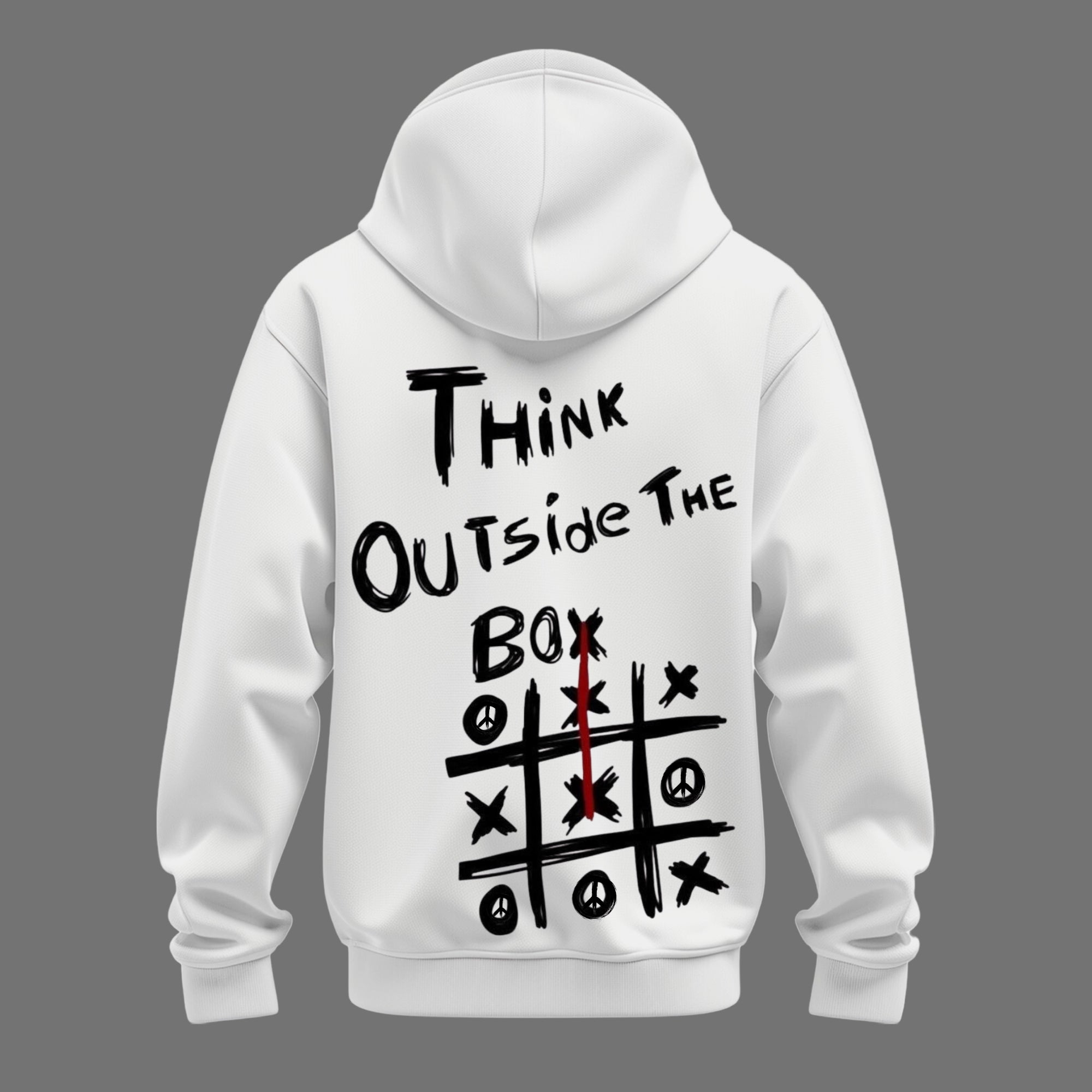 White Unconventional Grid Hoodie