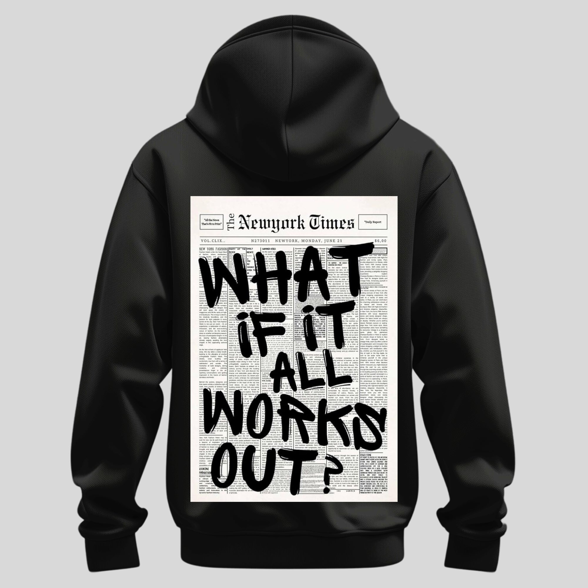 Black Optimist Headlines Hoodie
