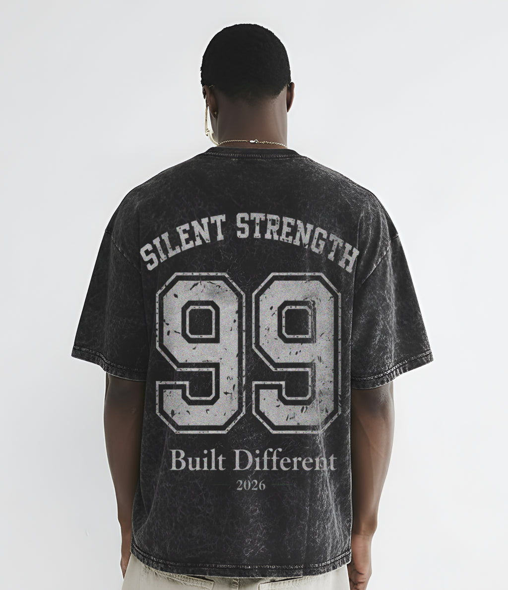 Silent Strength 99, 240 GSM, Acid Washed Oversized T-Shirt For Men & Women