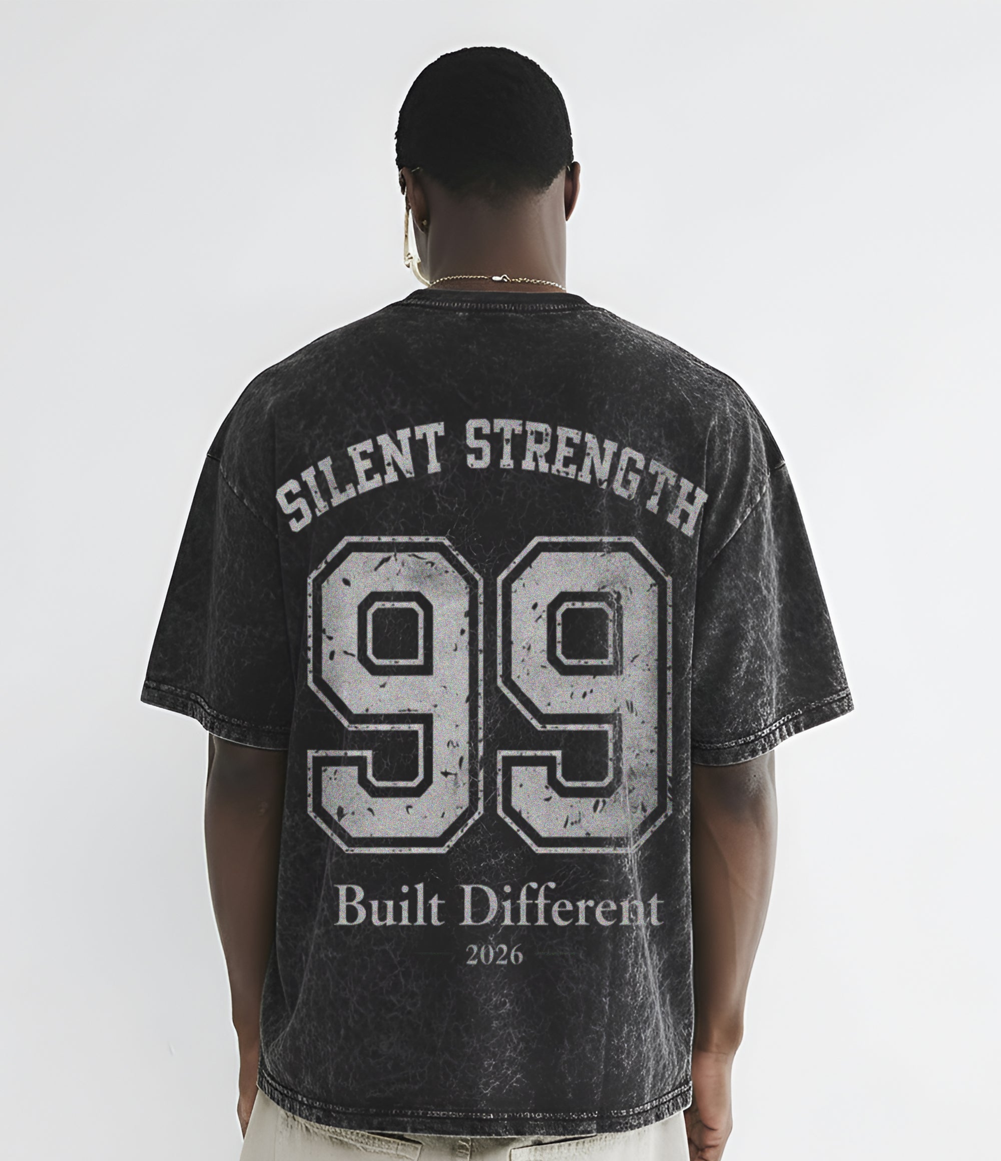 Silent Strength 99, 240 GSM, Acid Washed Oversized T-Shirt For Men & Women