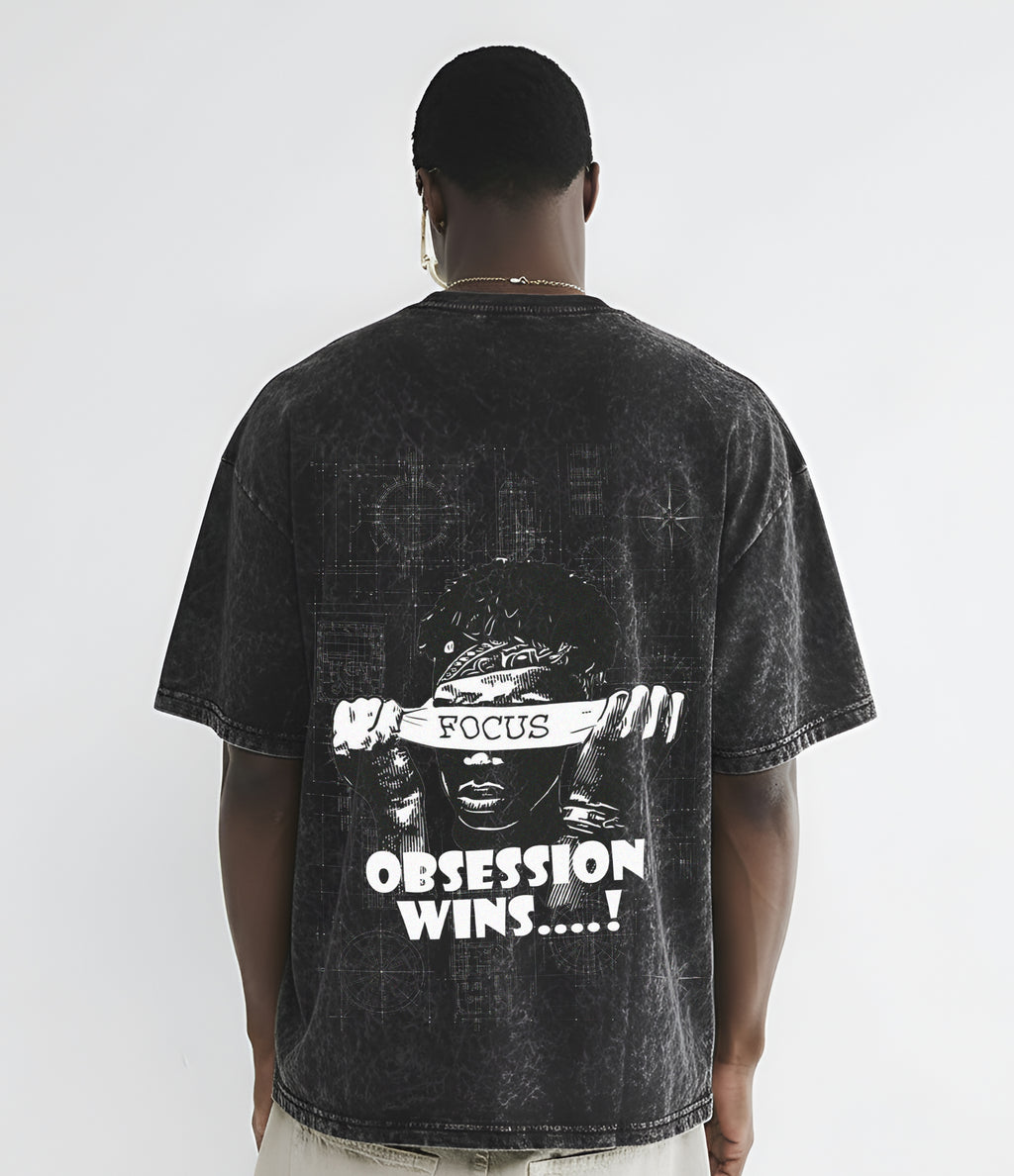 Obsession Wins Acid Washed Oversized Tee