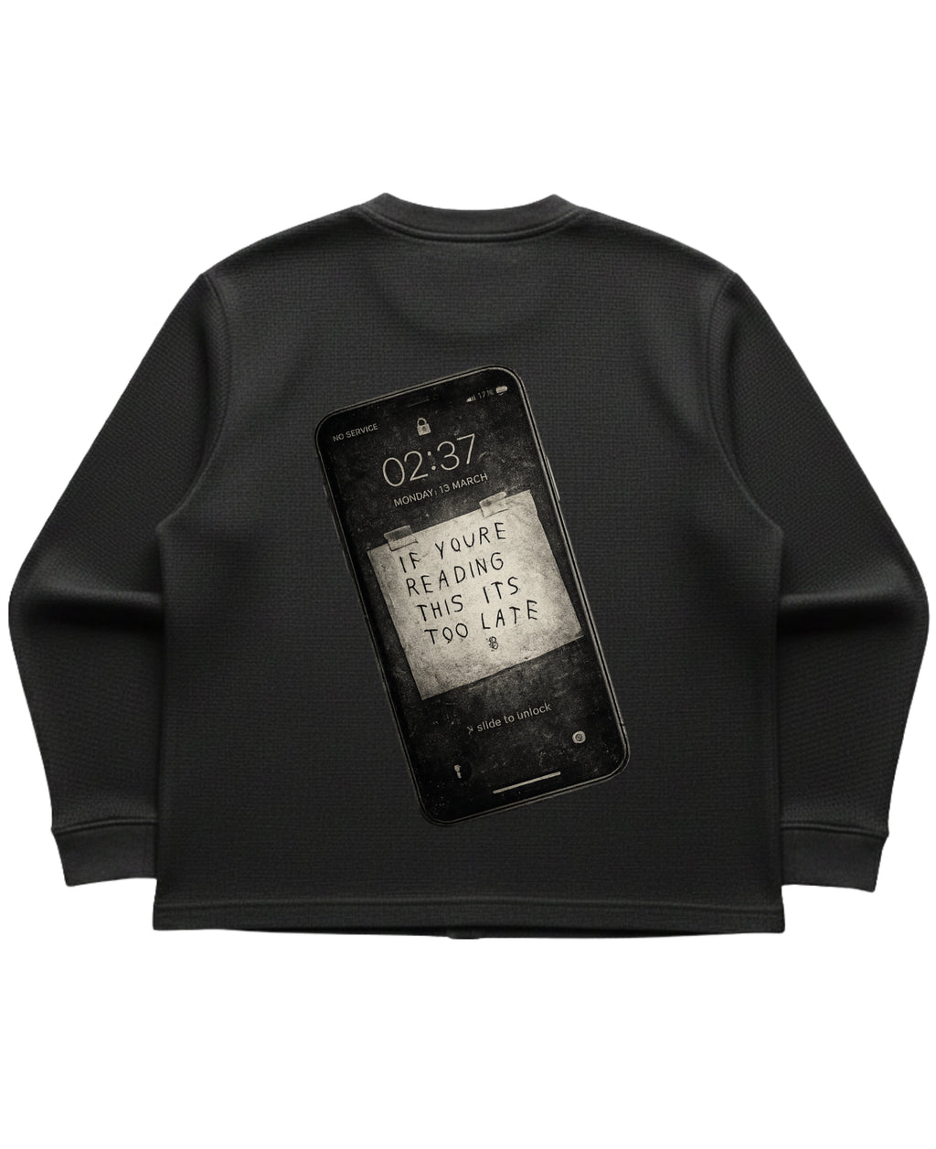 Black waffle knit oversized full-sleeve Back Design