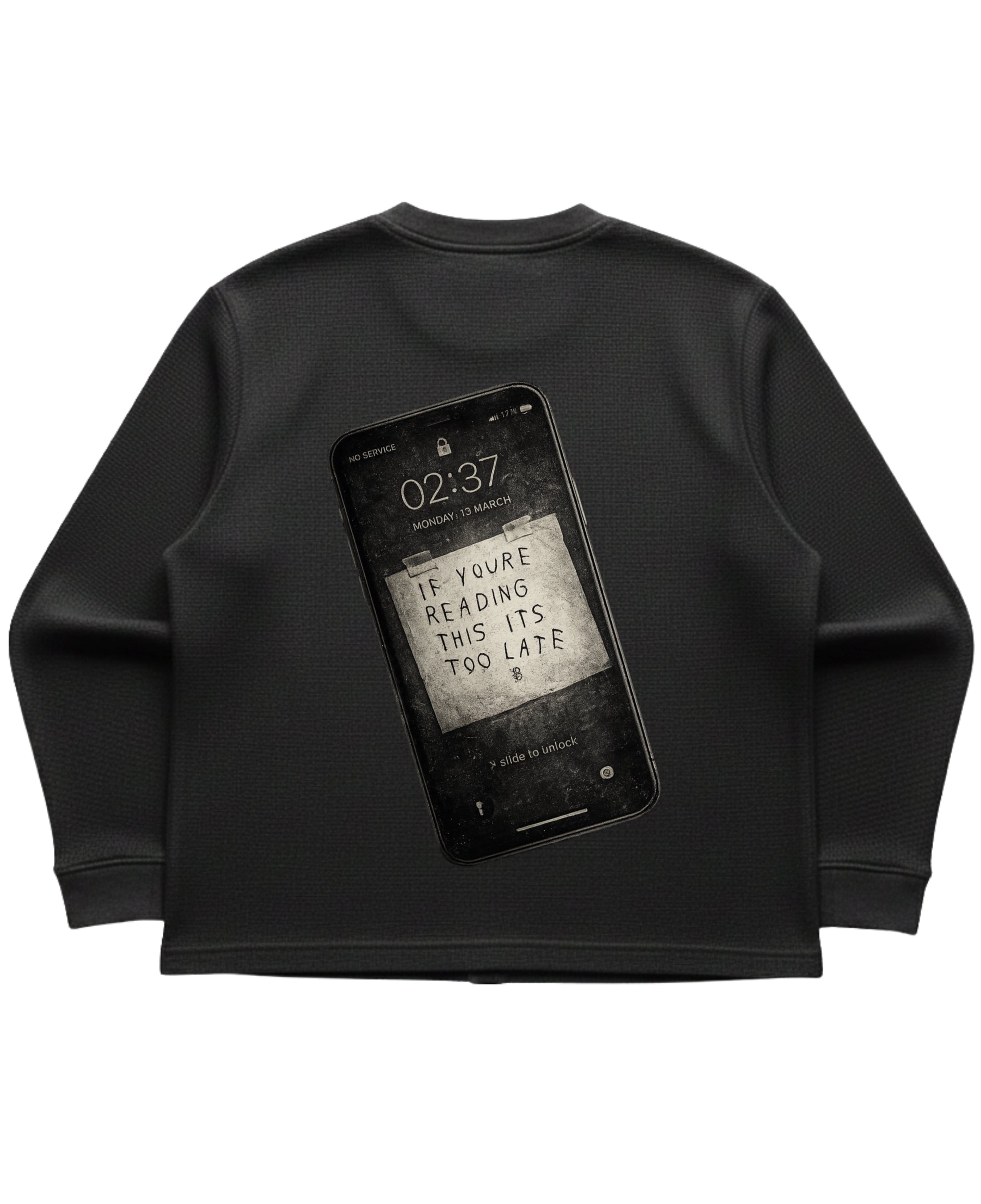 Black waffle knit oversized full-sleeve Back Design