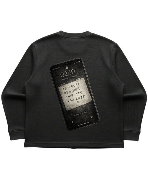 Black waffle knit oversized full-sleeve Back Design