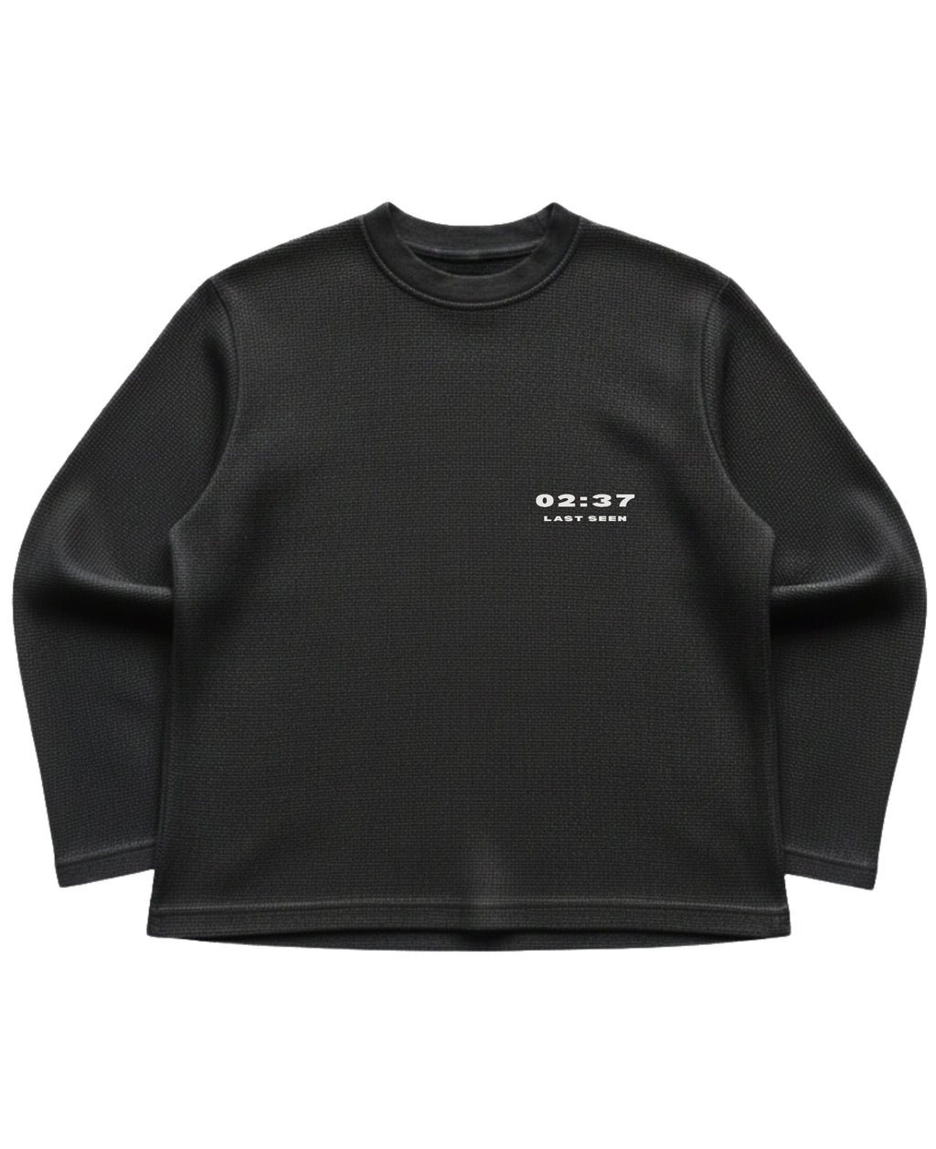 Black waffle knit oversized full-sleeve Front Design
