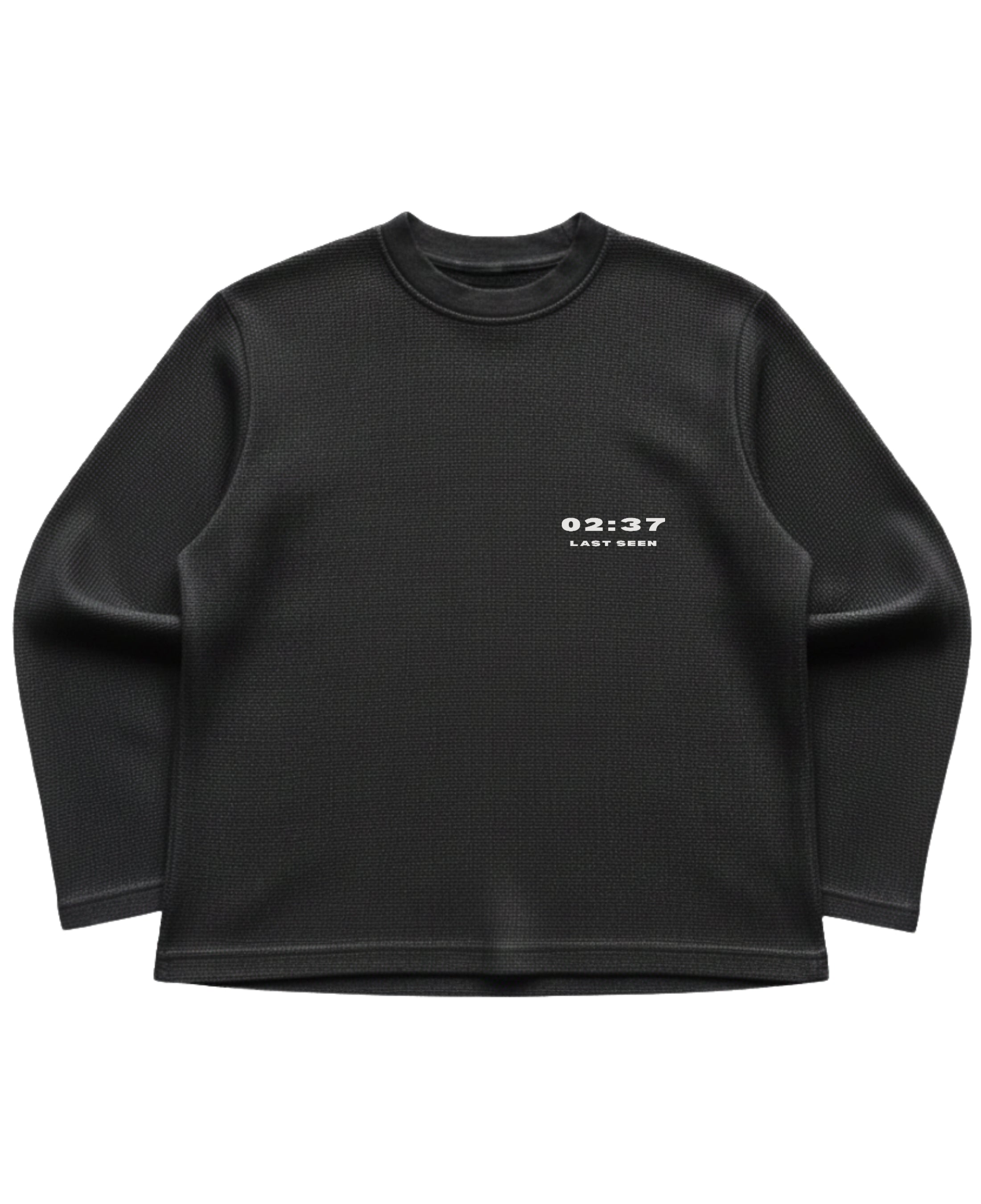 Black waffle knit oversized full-sleeve Front Design