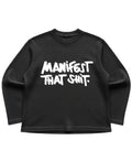 Black waffle knit oversized full-sleeve Front Design