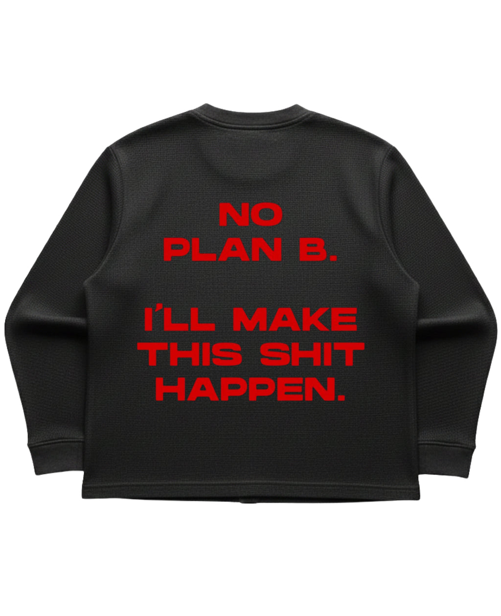Black waffle knit oversized full-sleeve Back Design