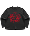Black waffle knit oversized full-sleeve Front Design