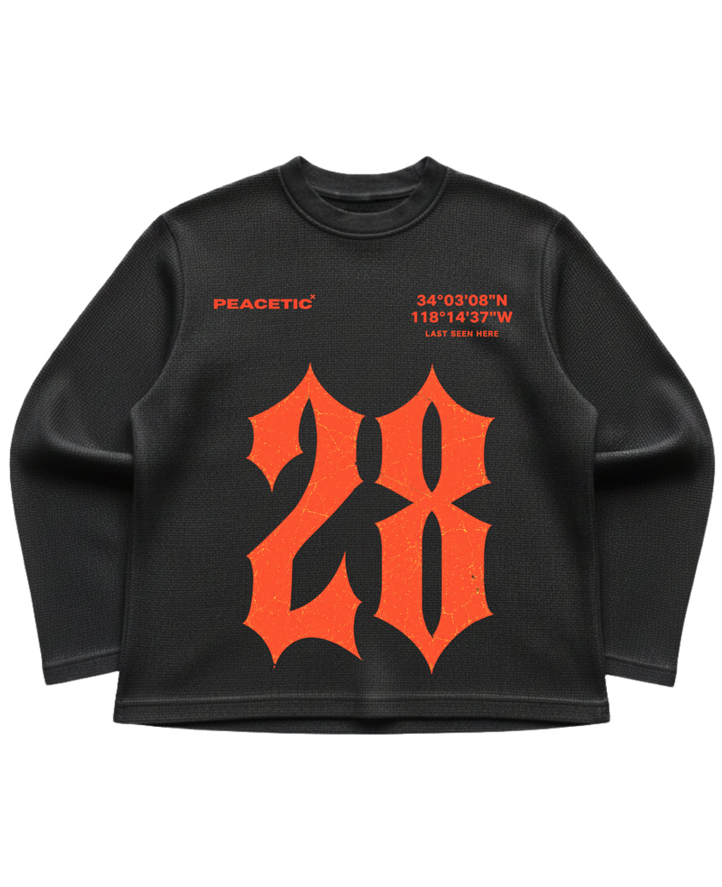 Black waffle knit oversized full-sleeve Front Design