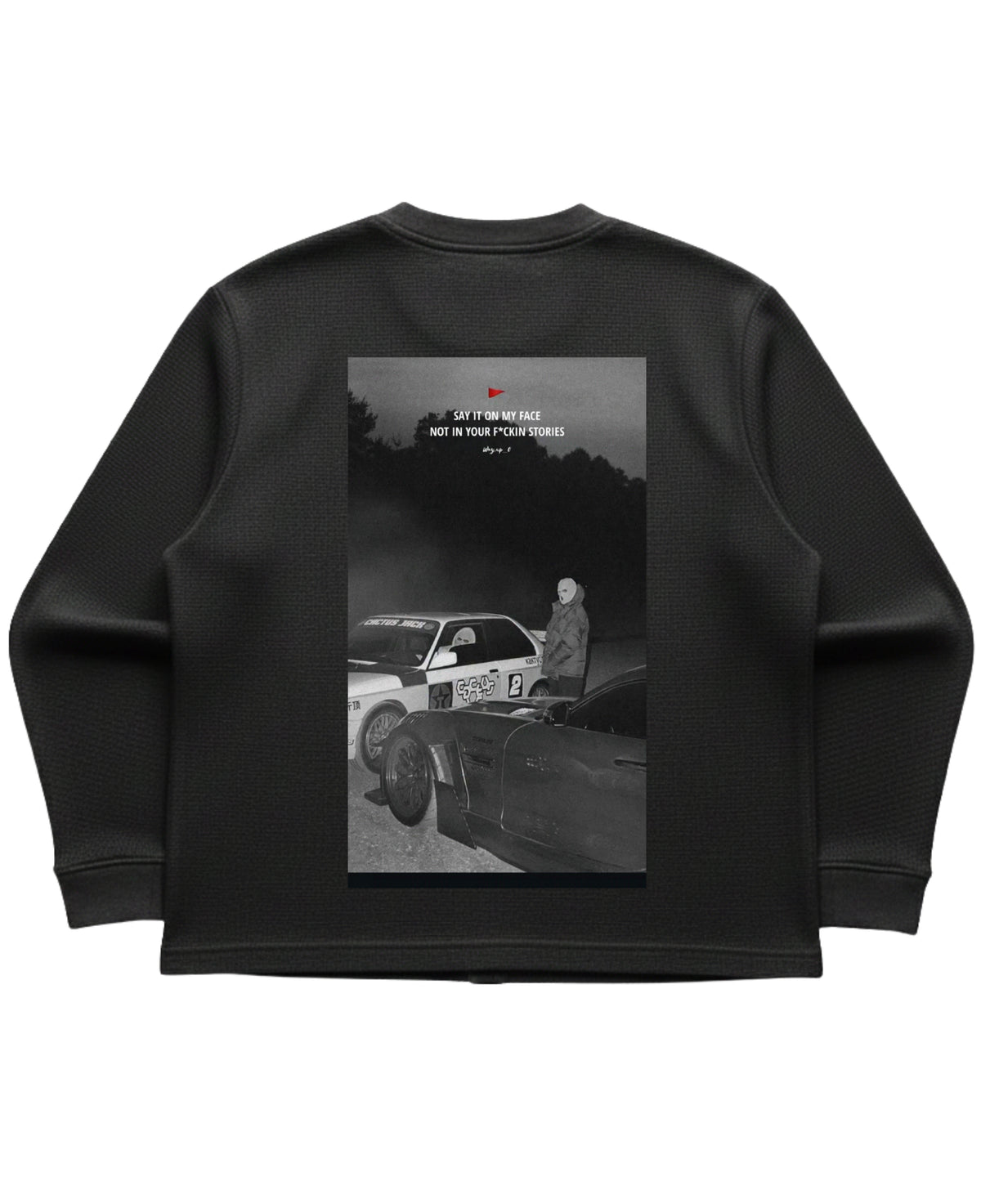 Black waffle knit oversized full-sleeve Back Design
